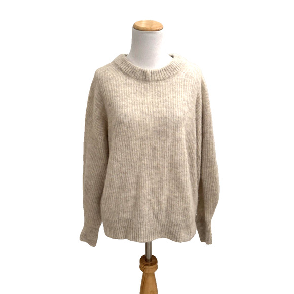 Everlane Sweaters - Everlane Sweater L Cocoon Alpaca Beige Long-Sleeve Pullover Crewneck Ribbed Knit
